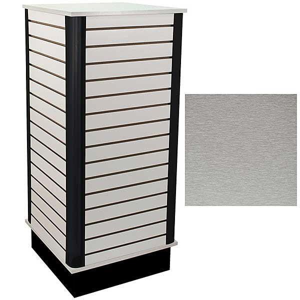Slatwall Cube W/Base - Brushed Aluminum
