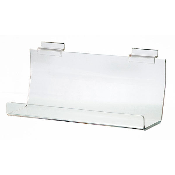Acrylic slatwall Jrack 12"l x 3"d with 1" lip