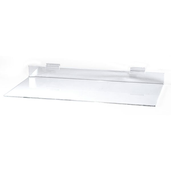 Acrylic slatwall shelf 12"d x 24"l x 3/16" thick
