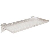 Slatwall shelf 24"w x 10"d x 1" perforated metal - silver