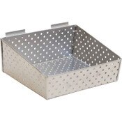 Slatwall basket 12"w x 10"d x 3"h to 5"h back metal - silver