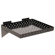Slatwall shelf 12"w x 10"d x 1" perforated metal - black