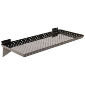 Slatwall shelf 24"w x 10"d x 1" perforated metal - black