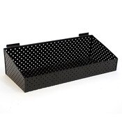 Slatwall basket 24"w x 10"d x 3"h to 6"h back metal - black