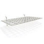 Flat shelf 23-1/2"w x 14"d fits slatwall, grid, pegboard - powder coat chrome