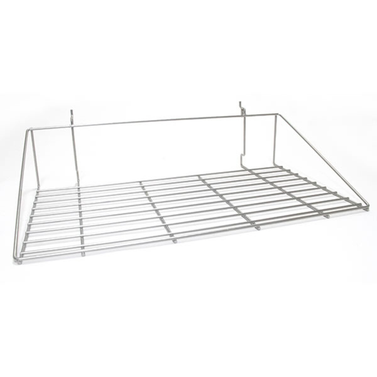 Double shirt shelf 23-1/2"w x 14"d fits slatwall, grid, pegboard - powder coat chrome