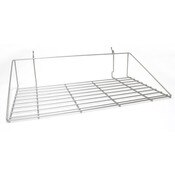Double shirt shelf 23-1/2"w x 14"d fits slatwall, grid, pegboard - powder coat chrome