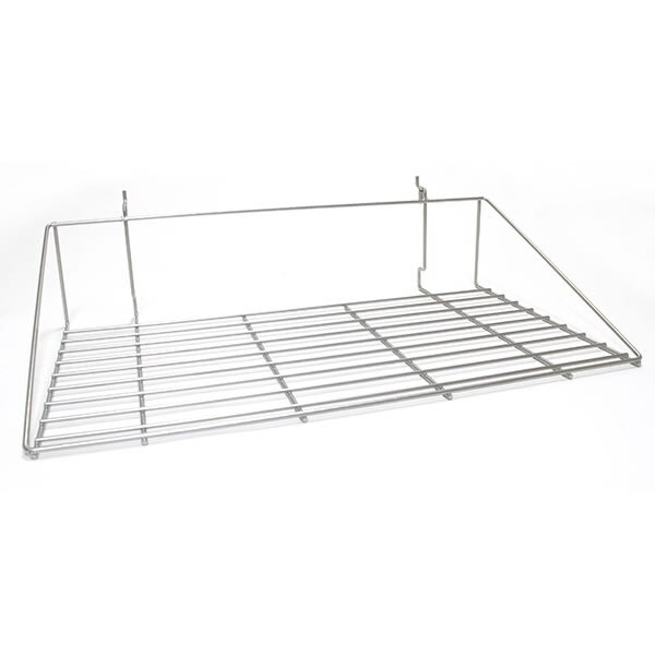 Double shirt shelf 23-1/2"w x 14"d fits slatwall, grid, pegboard - powder coat chrome