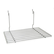 Flat shelf 12"w x 8"d fits slatwall, grid, pegboard - powder coat chrome