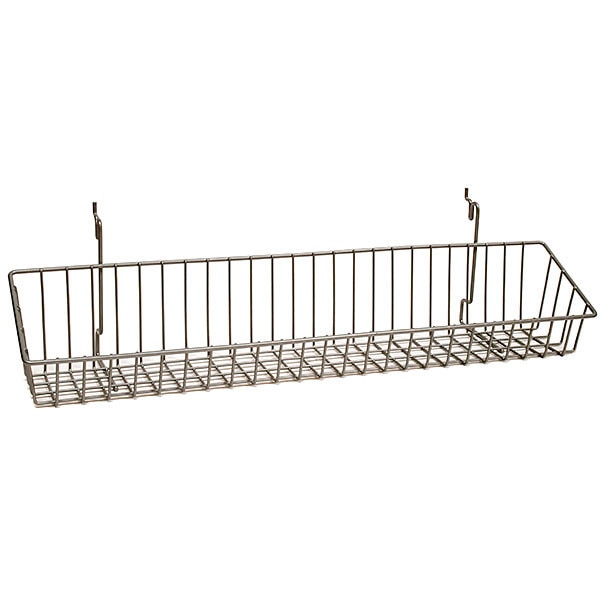 Wire Basket 23w x 4d x 3h - Powder Coated Chrome fits slatwall grid pegboard