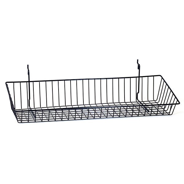 Sloping basket 24"w x 8"d x 4"h back x 2"h front Universal fit black