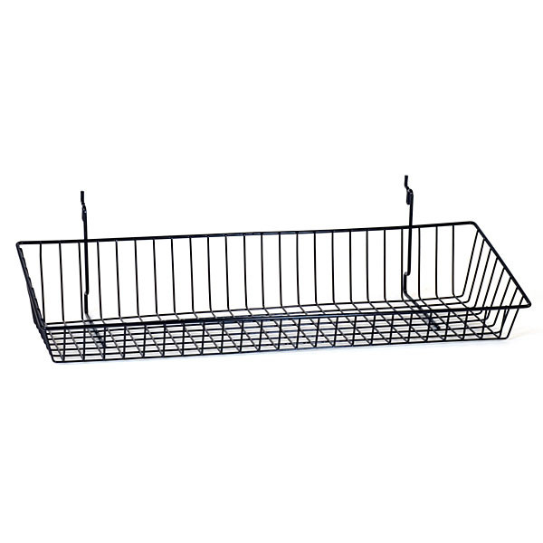 Sloping basket 24"w x 8"d x 4"h back x 2"h front Universal fit black