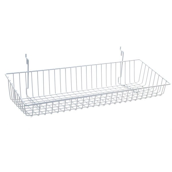 Sloping basket 24"w x 8"d x 4"h back x 2"h front Universal fit white