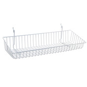 Sloping basket 24"w x 8"d x 4"h back x 2"h front Universal fit white