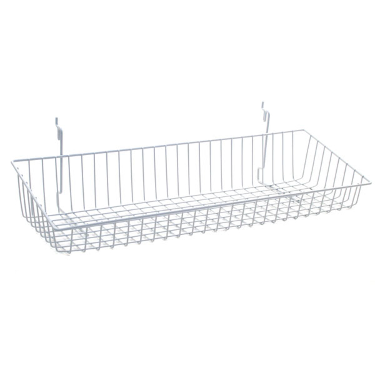Sloping basket 24"w x 8"d x 4"h back x 2"h front Universal fit white