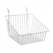 Sloping basket 12"w x 12"d x 8"h back x 4"h front Universal fit white