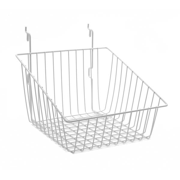 Sloping basket 12"w x 12"d x 8"h back x 4"h front Universal fit white