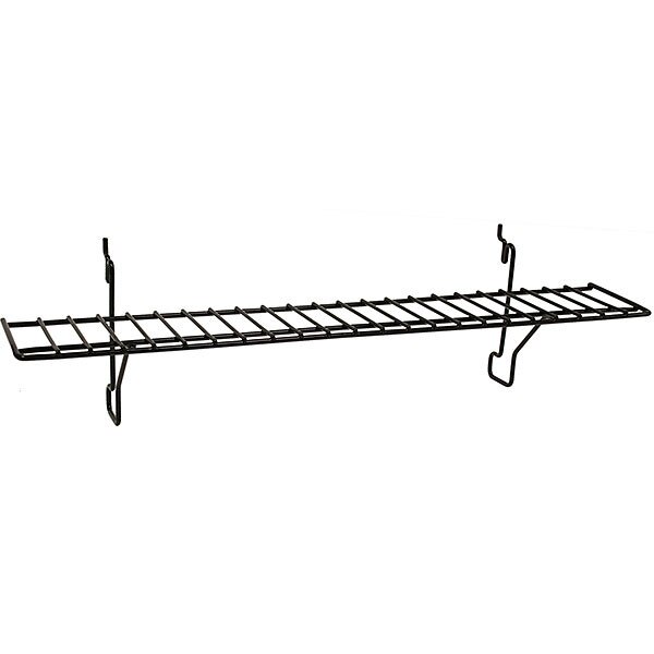 Wire Shelf 23w x 4d - Black fits slatwall grid pegboard