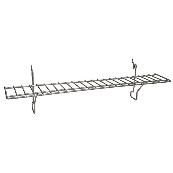 Wire Shelf 23w x 4d - Powder Coated Chrome fits slatwall grid pegboard