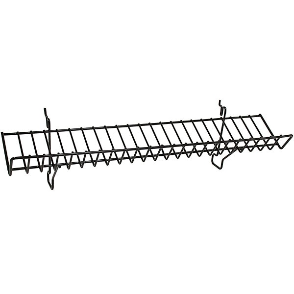 Wire Slanted Shelf 23w x 4d Black fits slatwall grid pegboard