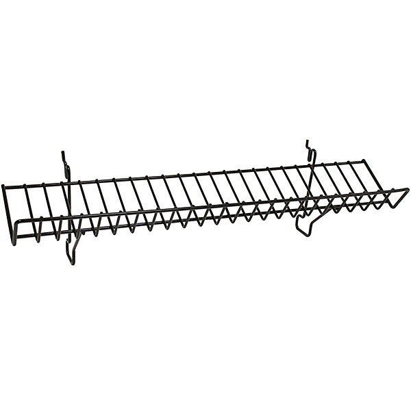 Wire Slanted Shelf 23w x 4d - Black fits slatwall grid pegboard