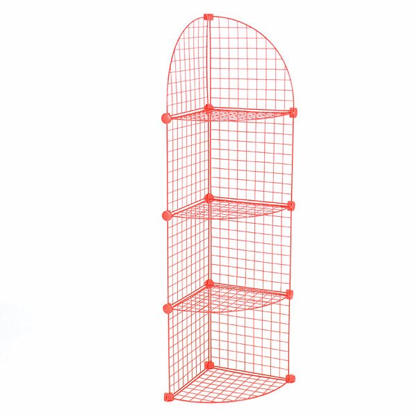 Mini grid corner unit 4 shelf - red
