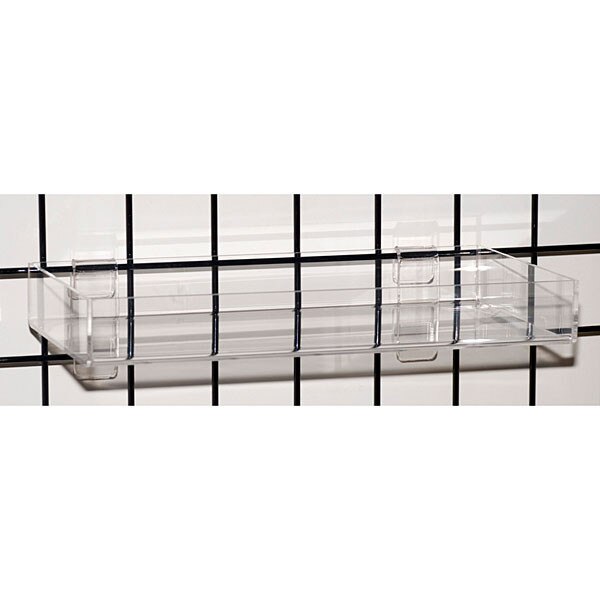 Acrylic grid tray 16"l x 8"w x 2"h x 3/16"t - clear