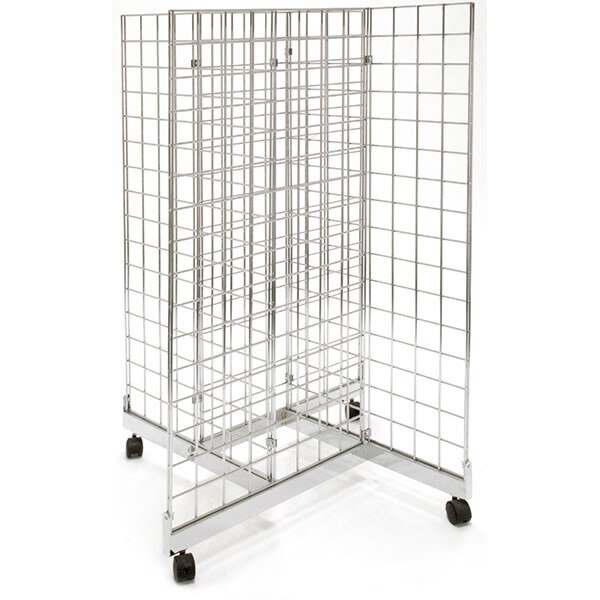Grid pinwheel unit with 2'w x 4'h grid panels - chrome