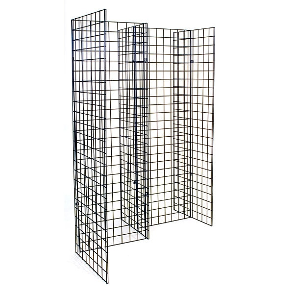 Freestanding grid unit with five 2'x6' panels - black