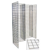 Freestanding grid unit with five 2'x6' panels - chrome