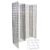 Freestanding grid unit with five 2'x6' panels - white