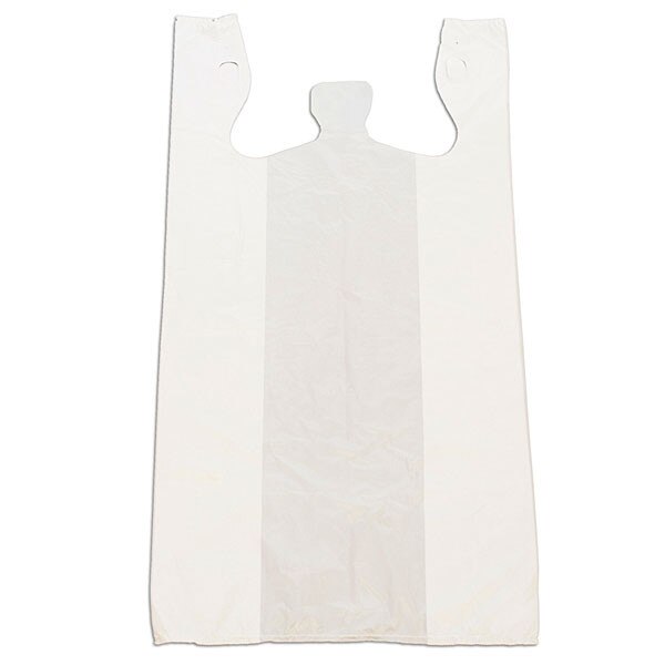Plastic T-shirt bag high density 12"x24"x6" - white