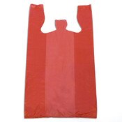 Plastic T-shirt bag high density 12"x7.5"x23" .60 mil thick - red