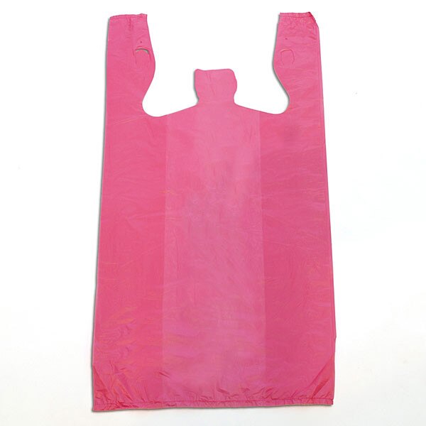 Plastic T-shirt bag high density 12"x7.5"x23" .60 mil thick - magenta