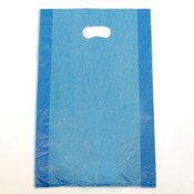 Plastic bag with die cut handles high density 12"x3"x18" blue
