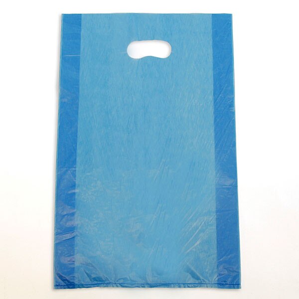 Plastic bag with die cut handles high density 12"x3"x18" blue