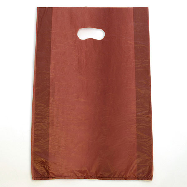 Plastic bag with die cut handles high density 12"x3"x18" burgundy