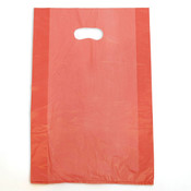 Plastic bag with die cut handles high density 12"x3"x18" red