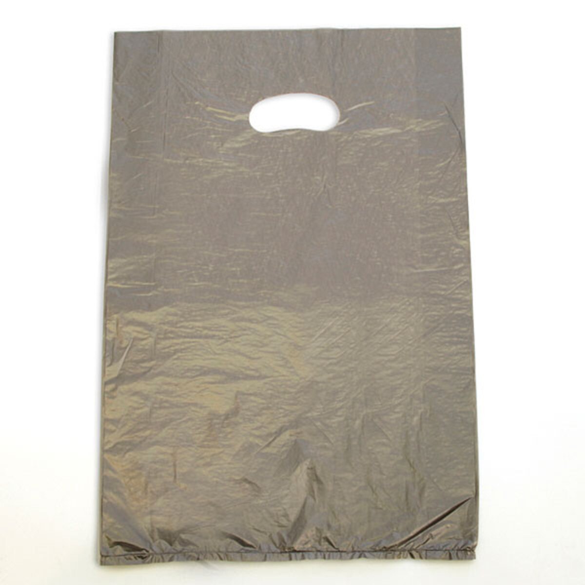 Plastic bag with die cut handles high density 12"x3"x18" silver