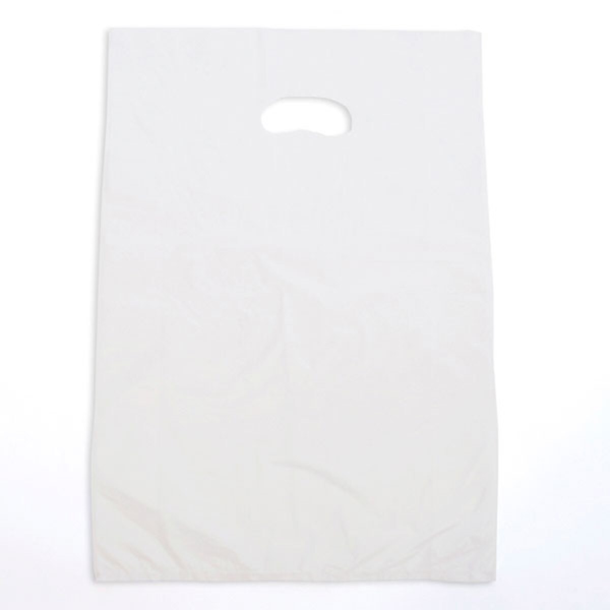 Plastic bag with die cut handles high density 12"x3"x18" white