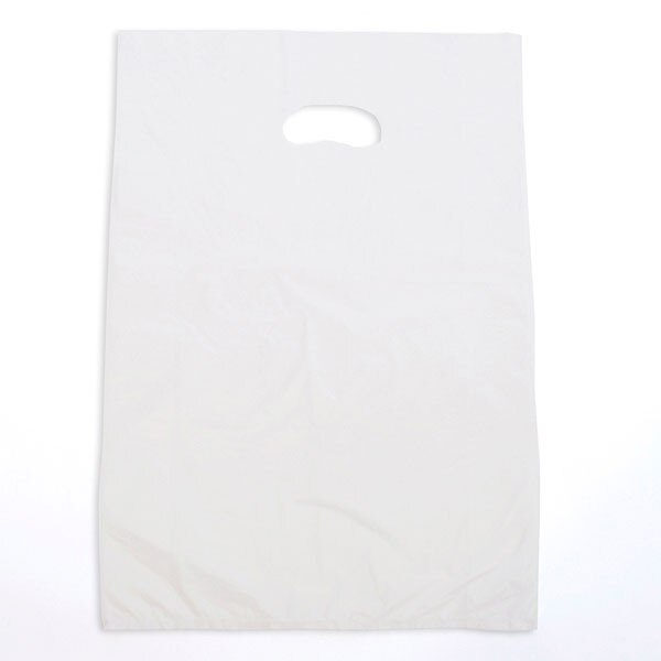 Plastic bag with die cut handles high density 12"x3"x18" white