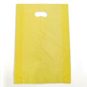 Plastic bag with die cut handles high density 12"x3"x18" yellow