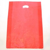 Plastic bag with die cut handles high density 13"x3"x21" red