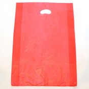 Plastic bag with die cut handles high density 13"x3"x21" red