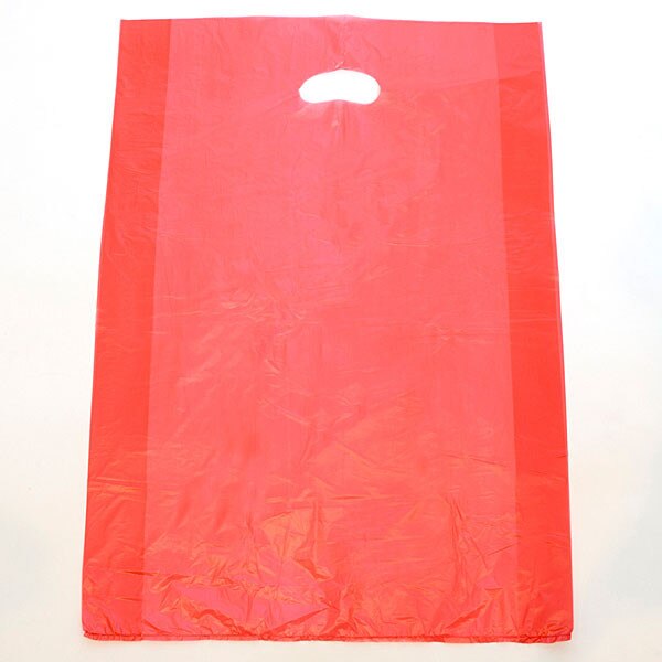 Plastic bag with die cut handles high density 13"x3"x21" red