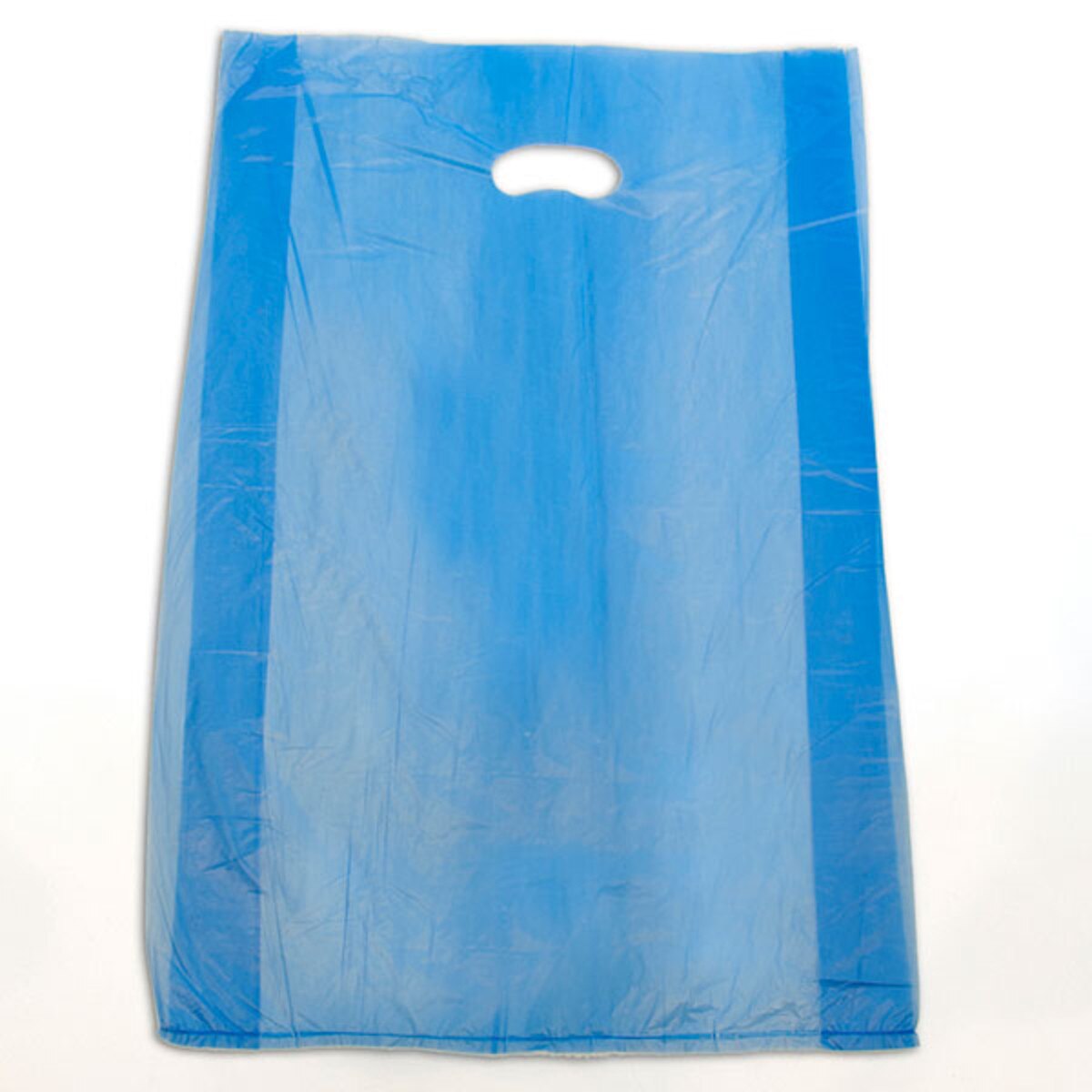 Plastic bag with die cut handles high density 16"x4"x24" blue