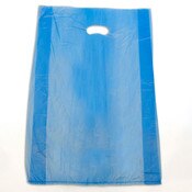 Plastic bag with die cut handles high density 16"x4"x24" blue