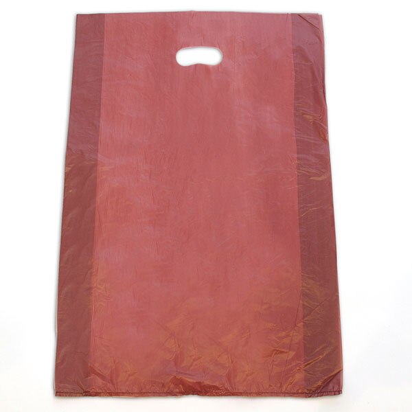 Plastic bag with die cut handles high density 16"x4"x24" burgundy