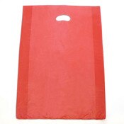 Plastic bag with die cut handles high density 16"x4"x24" red