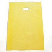 Plastic bag with die cut handles high density 16"x4"x24" yellow